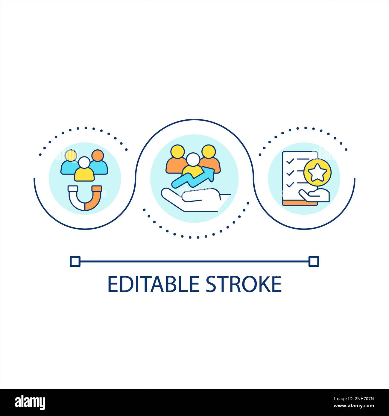 Engage candidates from underrated groups loop concept icon Stock Vector