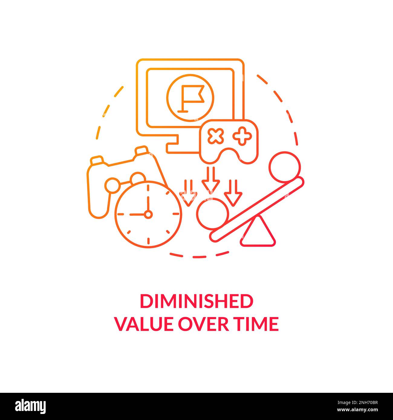 Diminished value over time red gradient concept icon Stock Vector Image ...