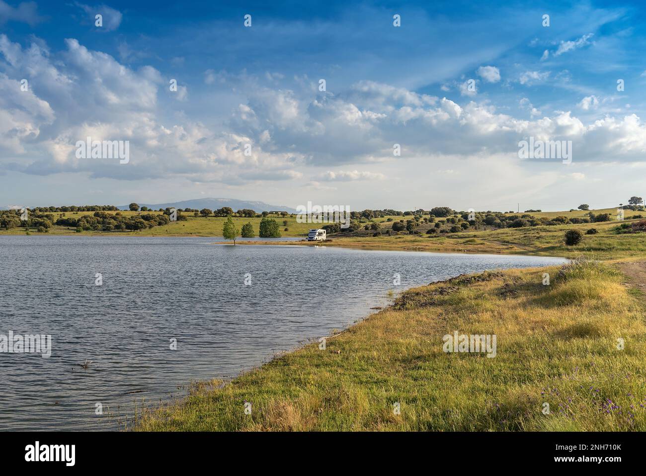 view of the alange reservoir, Badajoz, Extremadura, Spain Stock Photo