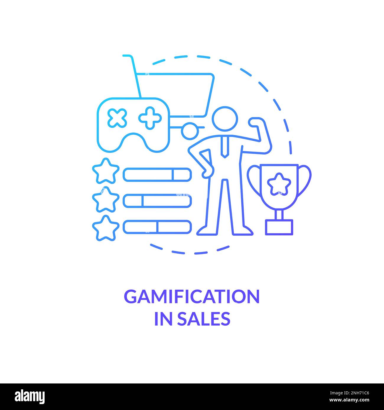 Gamification in sales blue gradient concept icon Stock Vector