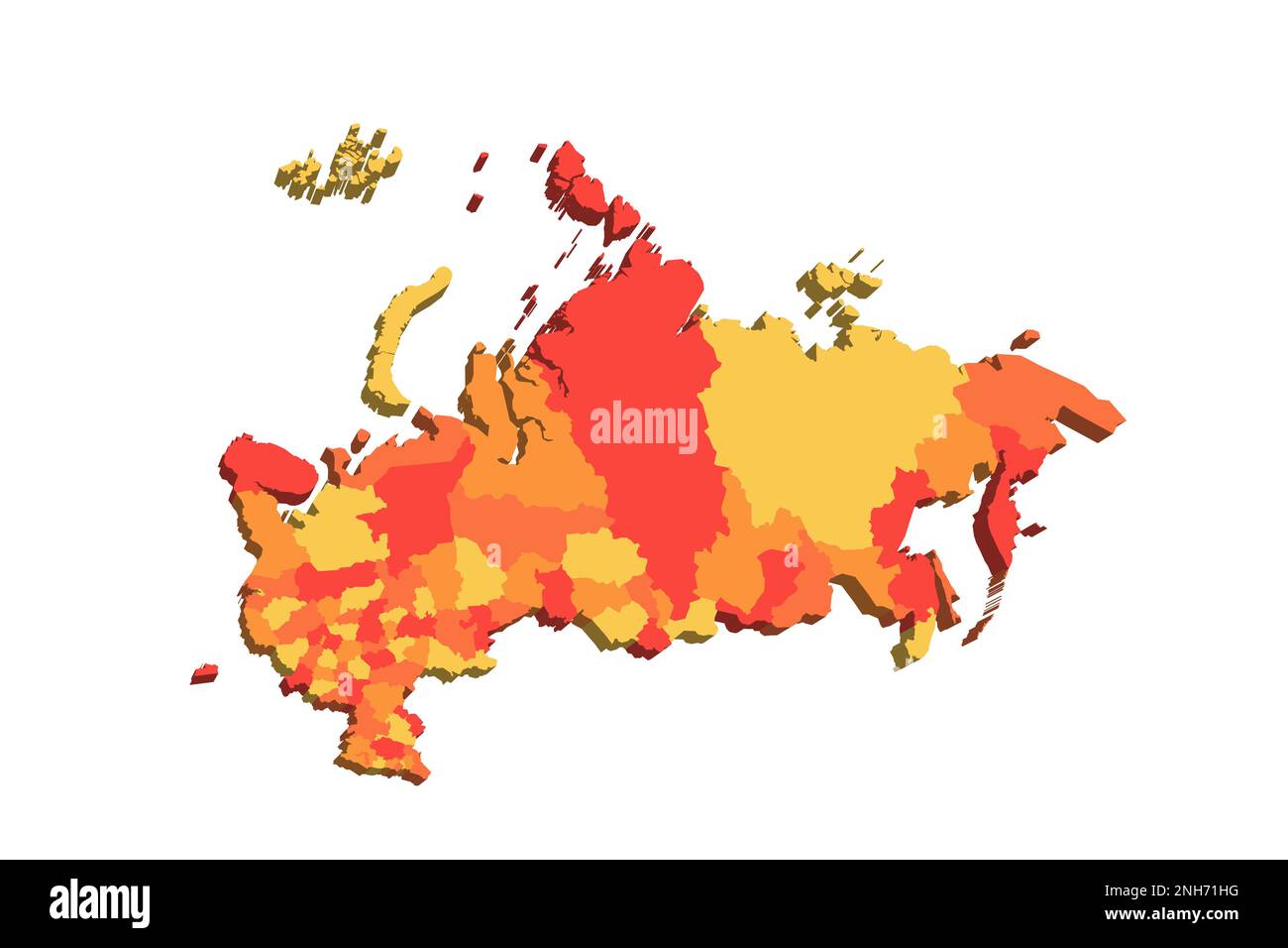 Russia political map of administrative divisions oblasts, republics