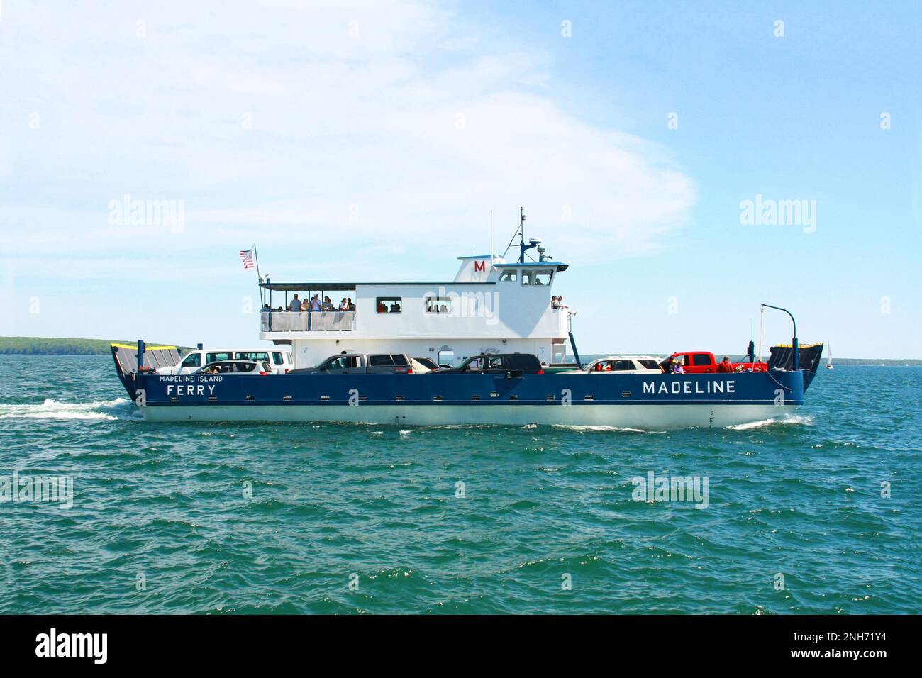 Madeline Island Ferry Boat on Lake Superior transporting cars, trucks