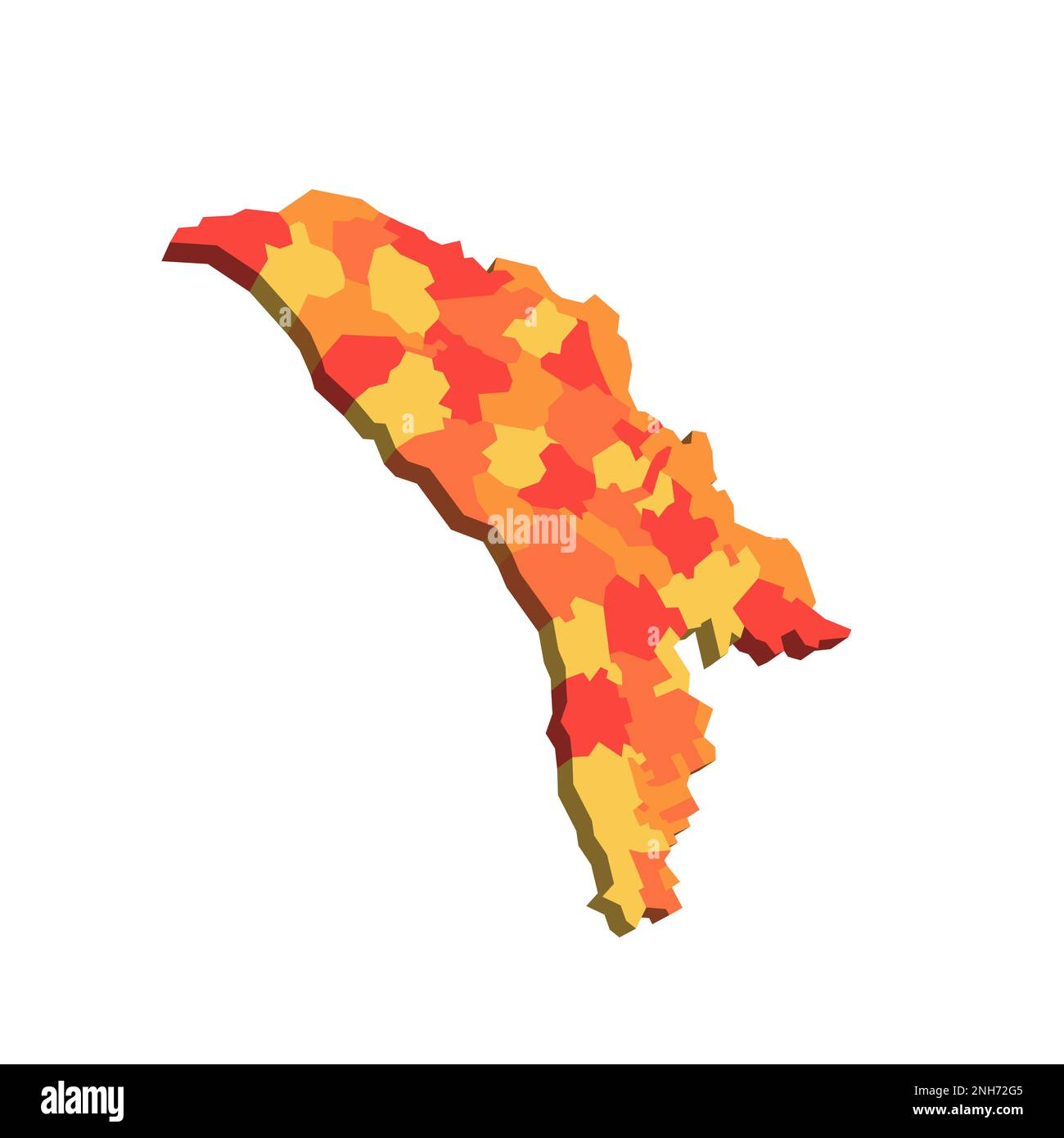 Moldova political map of administrative divisions - districts