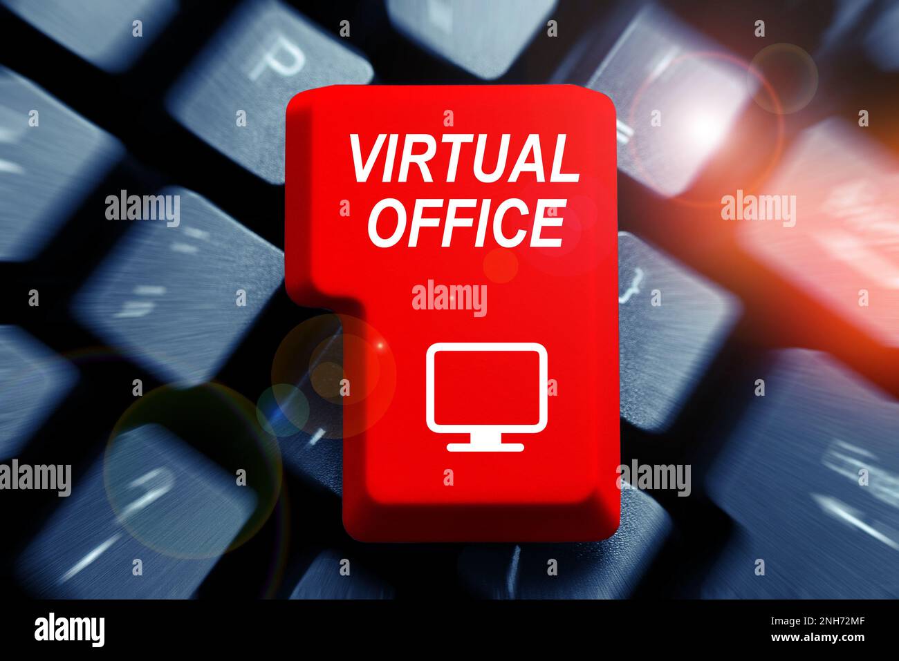 Text caption presenting Virtual Office. Conceptual photo Mobile work