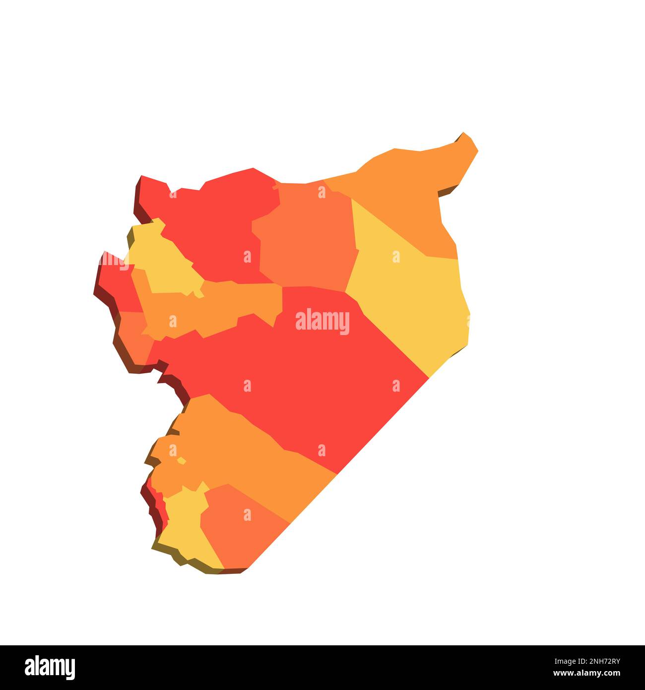 Syria political map of administrative divisions governorates. 3D map