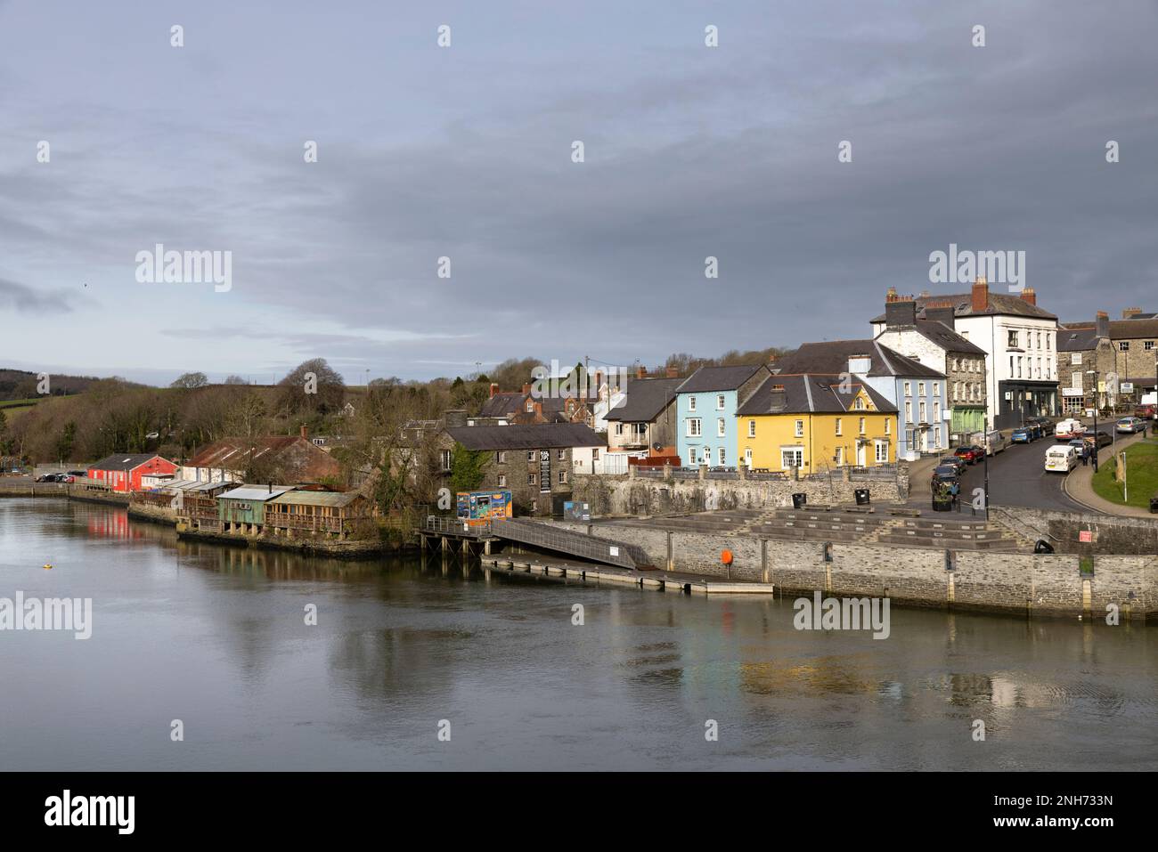 View of Cardigan Aberteifi across the River Teifi from the Albion Aberteifi hotel Stock Photo