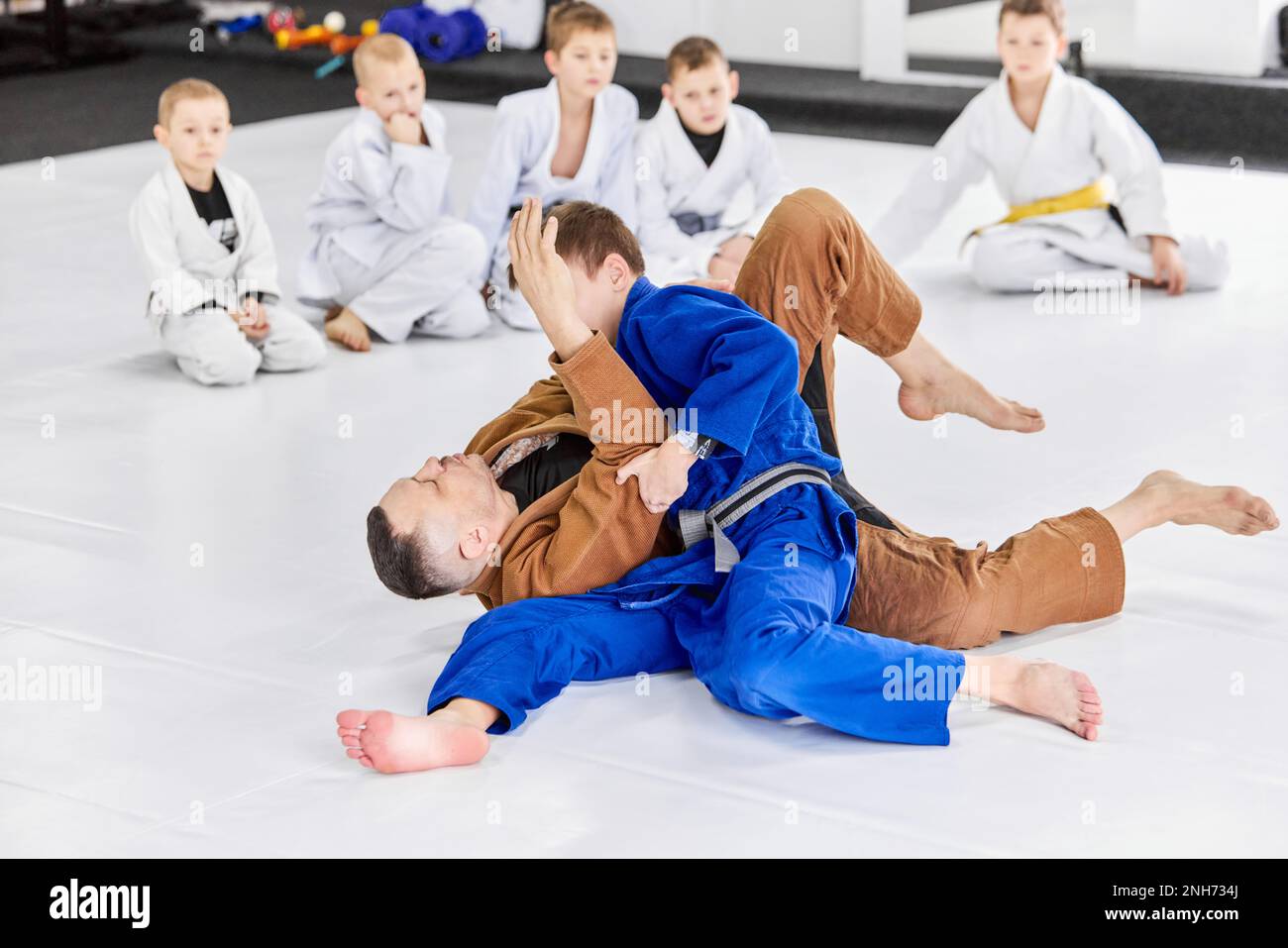 Teacher, professional judo, jiu jitsu coach, trainer training kinds