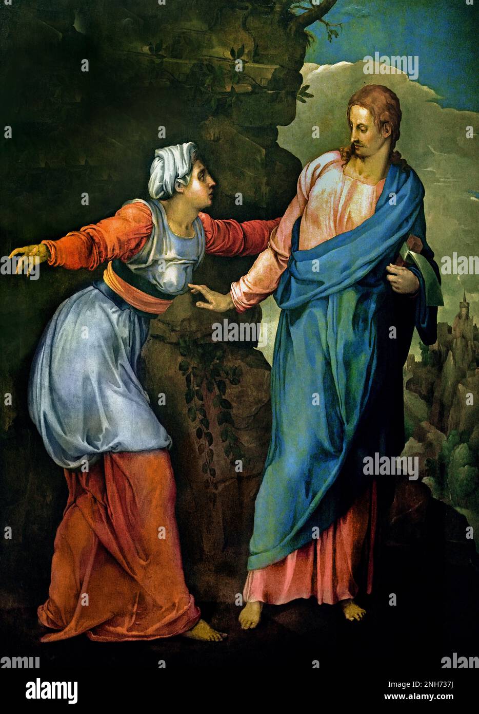 Noli me tangere. Painting by Pontormo, after 1531, based on a drawing by Michelangelo Buonarroti. Casa Buonarroti in Florence Jacopo Carucci (May 24, 1494 – January 2, 1557), usually known as Jacopo da Pontormo, Jacopo Pontormo, or simply Pontormo, Casa Buonarroti memory celebration genius of Michelangelo,  Fine Art Museum, Italy, Italian, Stock Photo
