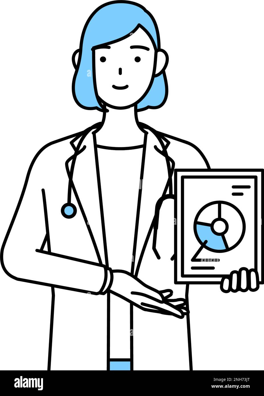 Image of DX, A woman doctor in white coat using digital technology to improve her business Stock Vector