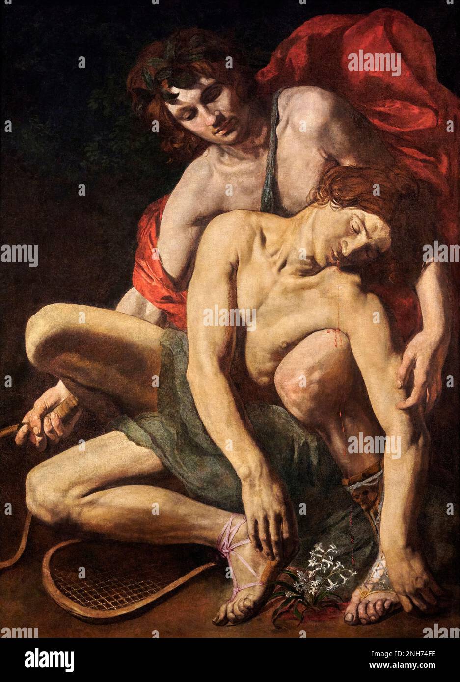 Morte di Giacinto  - olio su tela - Valentin de Boulogne - 1622 - Cherbourgh en Cotentin, Musèe Thomas Henry Stock Photo