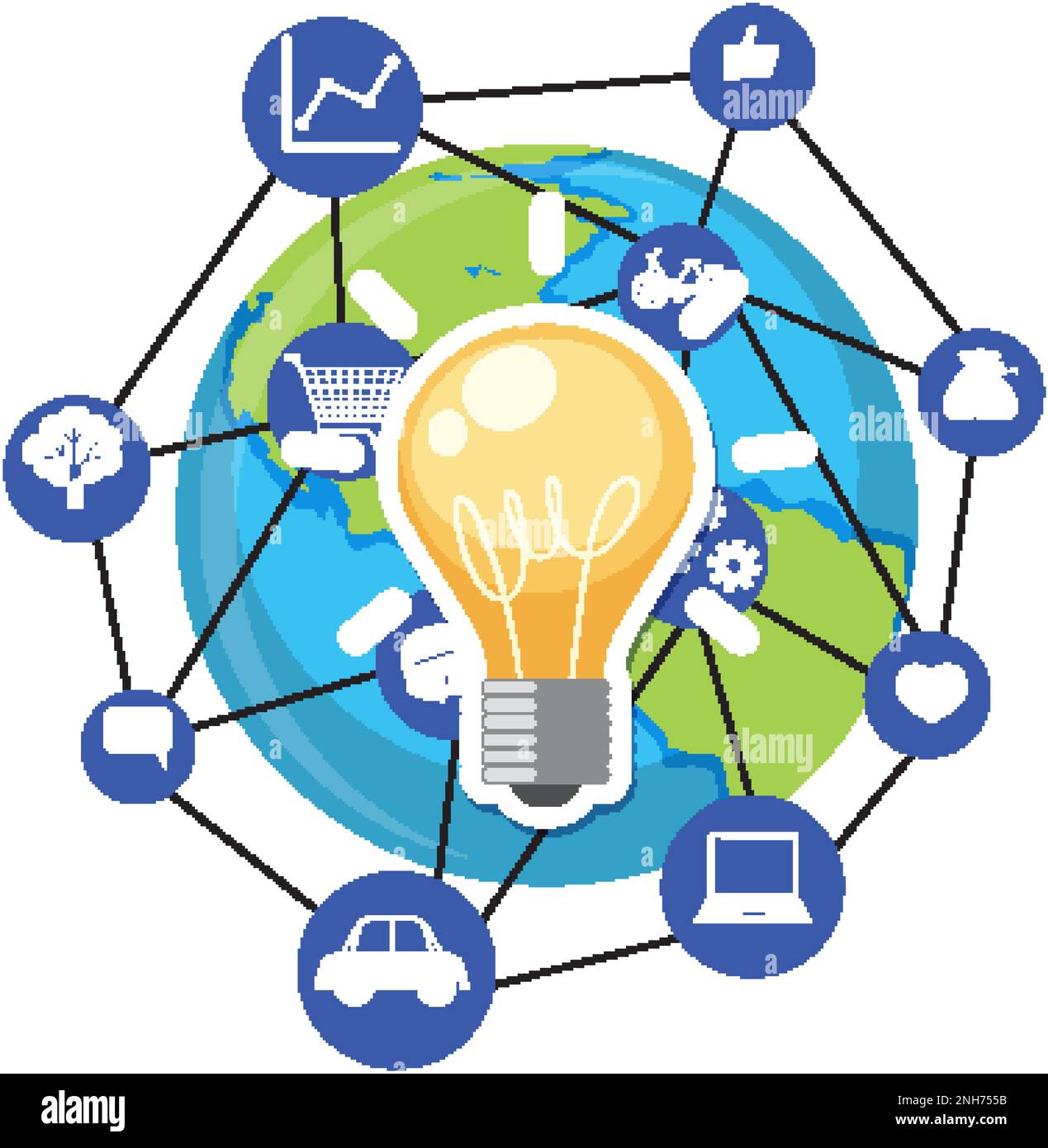 Light bulb on earth globe icon illustration Stock Vector Image & Art ...