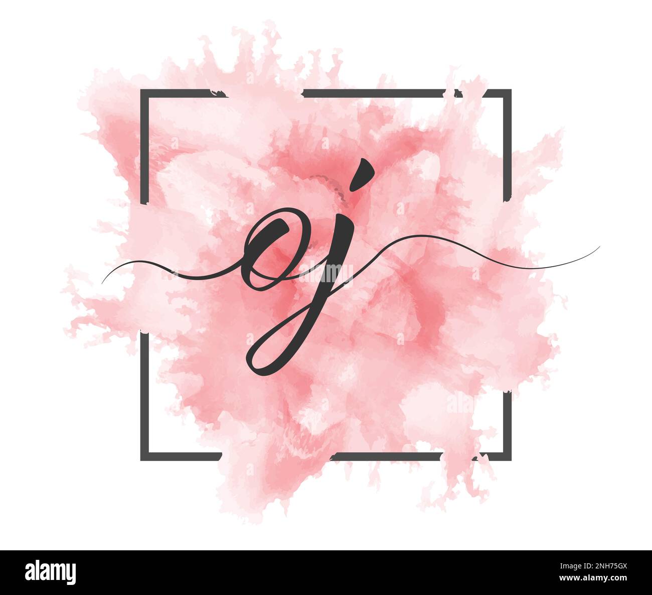 Calligraphic lowercase letters O and J are written in a solid line on a ...