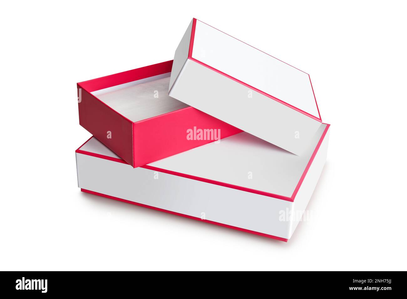 Two  blank chocolate or macarons boxes isolated on white with clipping path Stock Photo