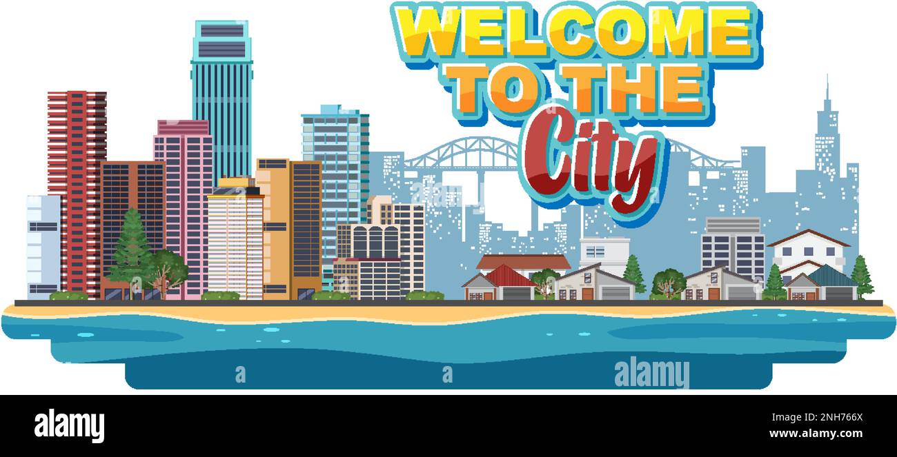 Urban landscape with high skyscrapers illustration Stock Vector Image ...
