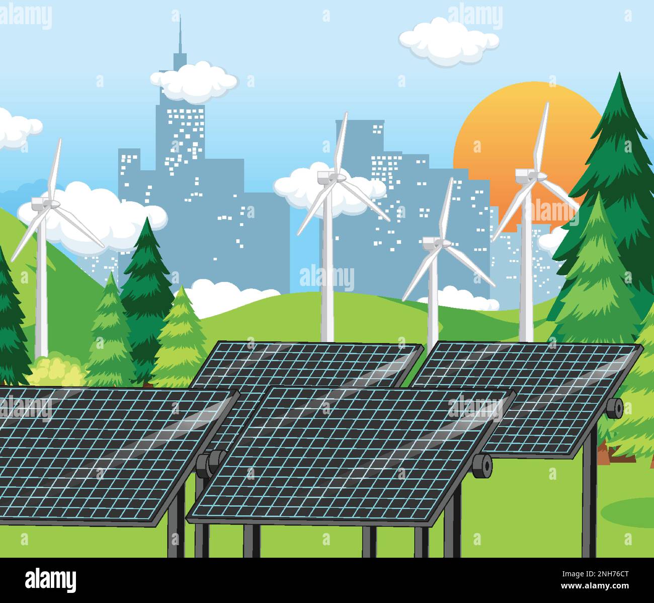 Green energy generated from natural resources vector concept