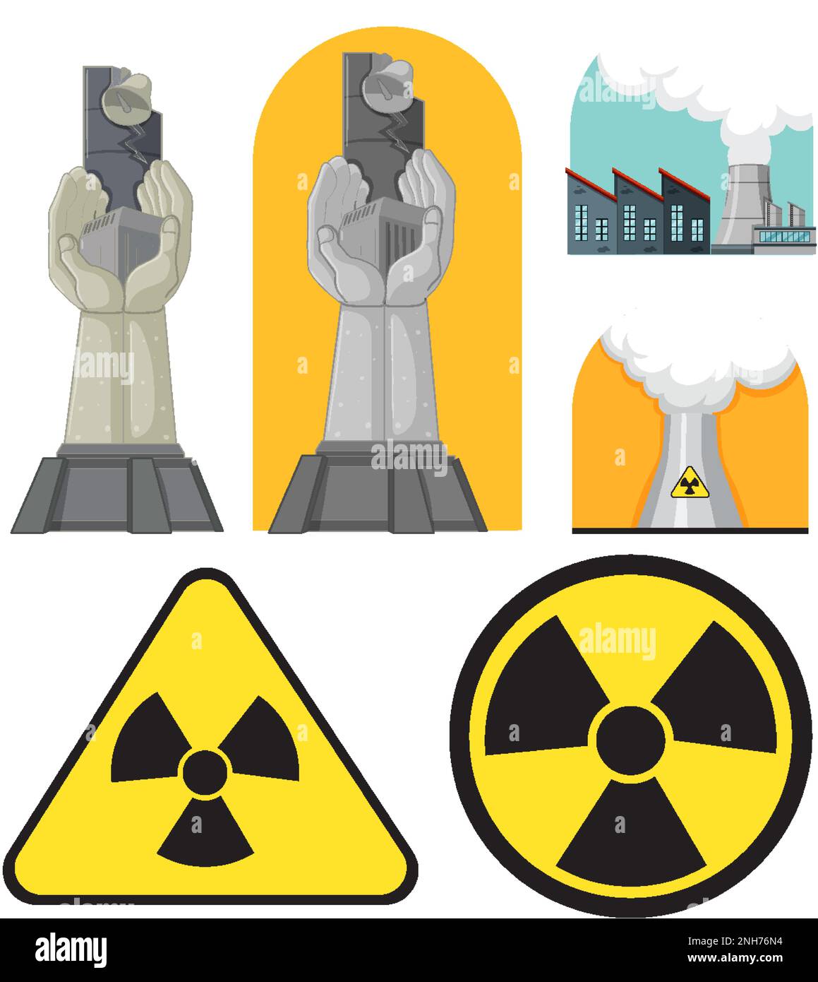 Nuclear symbols on white background illustration Stock Vector Image