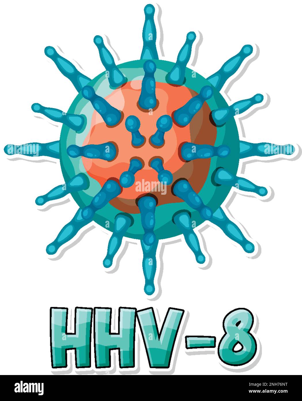 Human herpesvirus 8 (HHV 8) on white background illustration Stock Vector