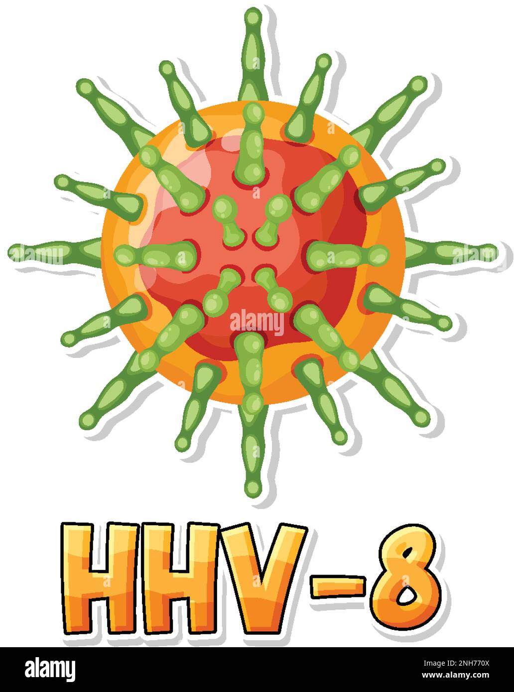 Human herpesvirus 8 (HHV 8) on white background illustration Stock Vector