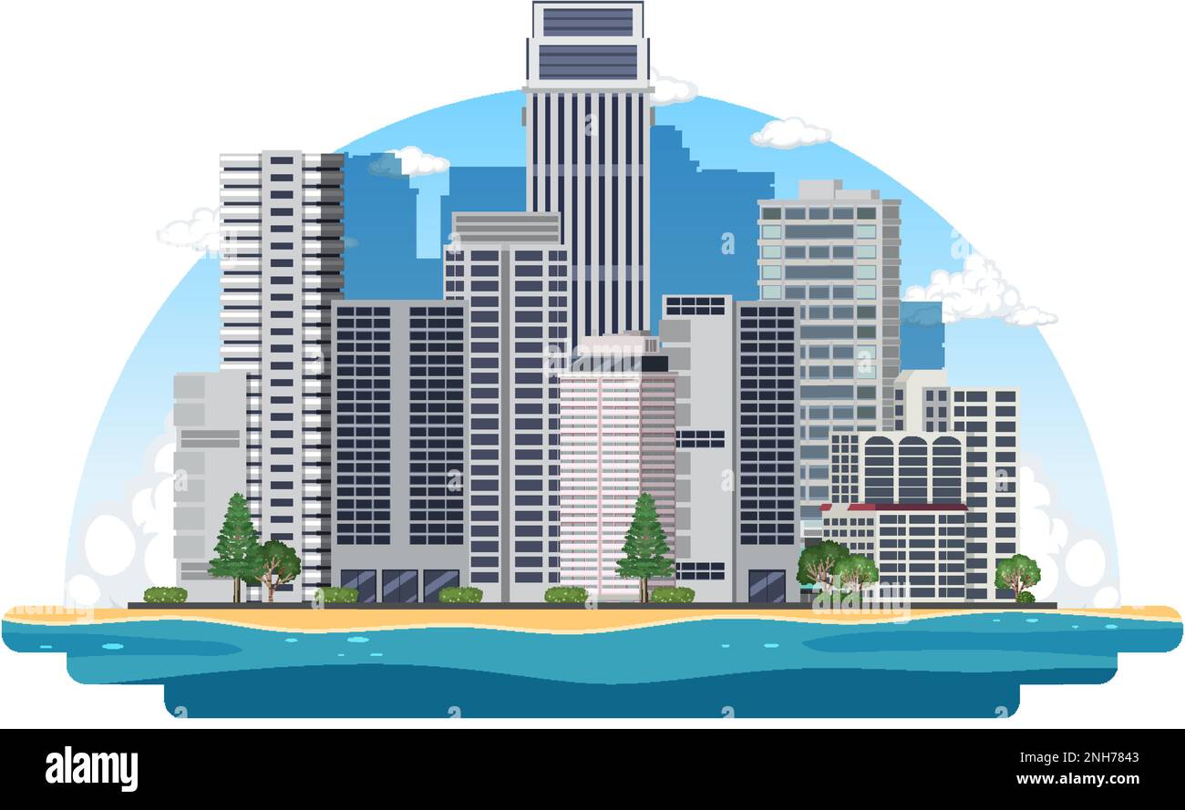 Urban landscape with high skyscrapers illustration Stock Vector Image ...