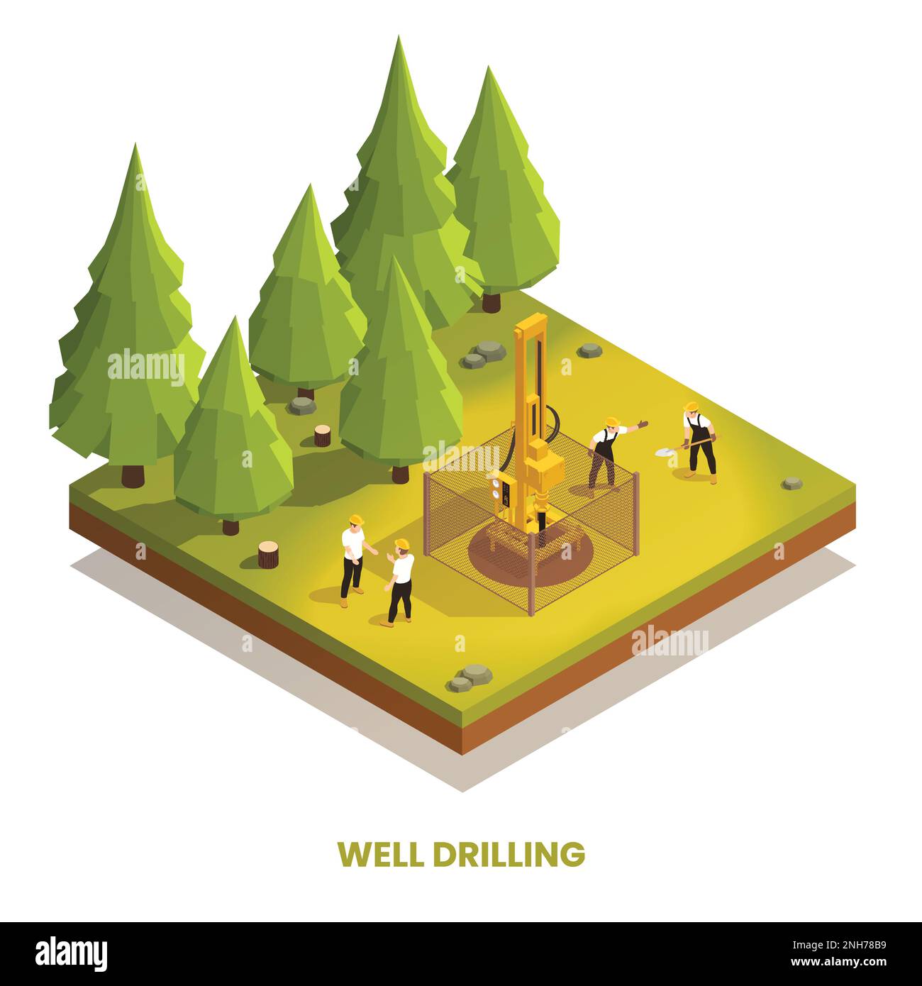 Well Digging Machine Vector Borehole drilling Stock Vector Images - Alamy