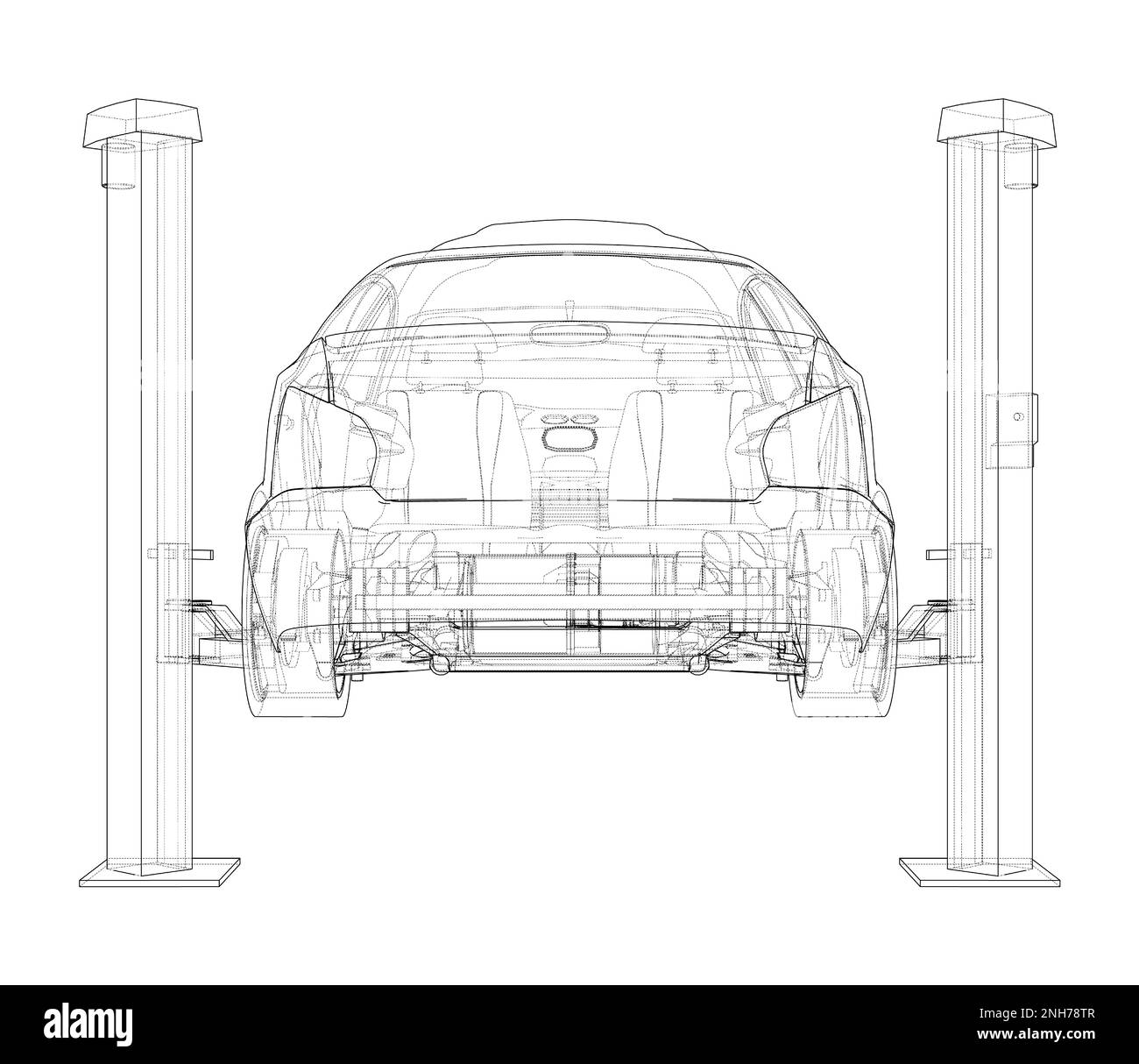 Car lift stand tower with car Stock Photo Alamy