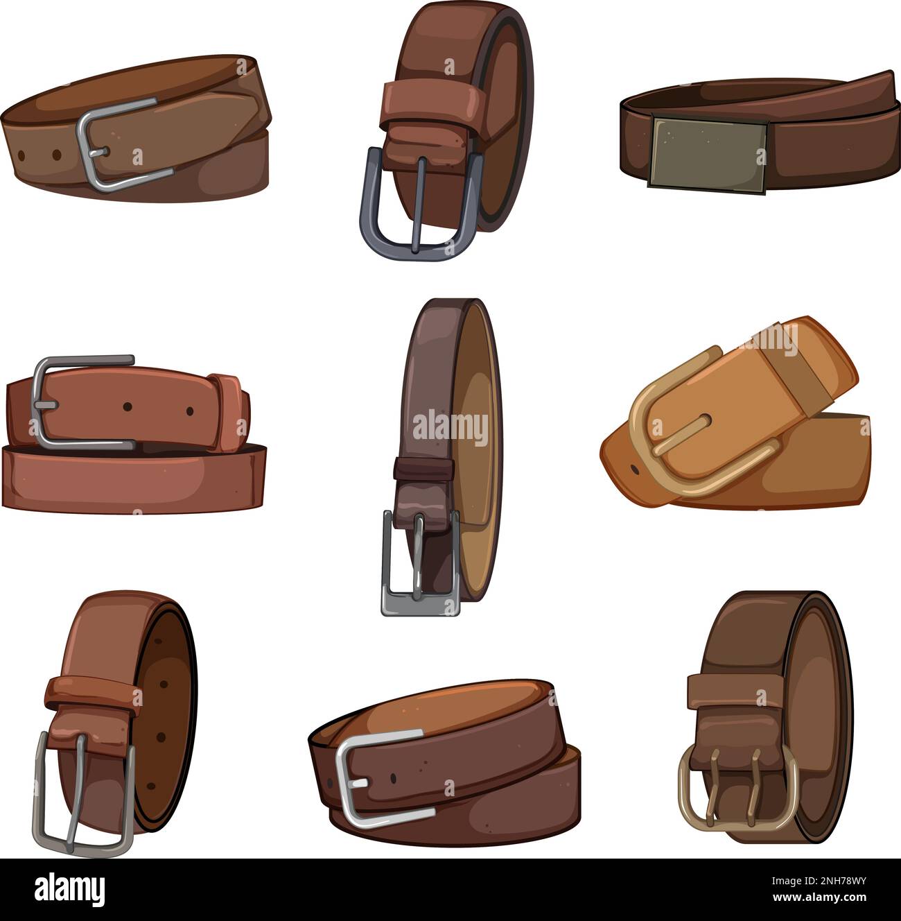 leather belt set cartoon vector illustration color Stock Vector Image ...