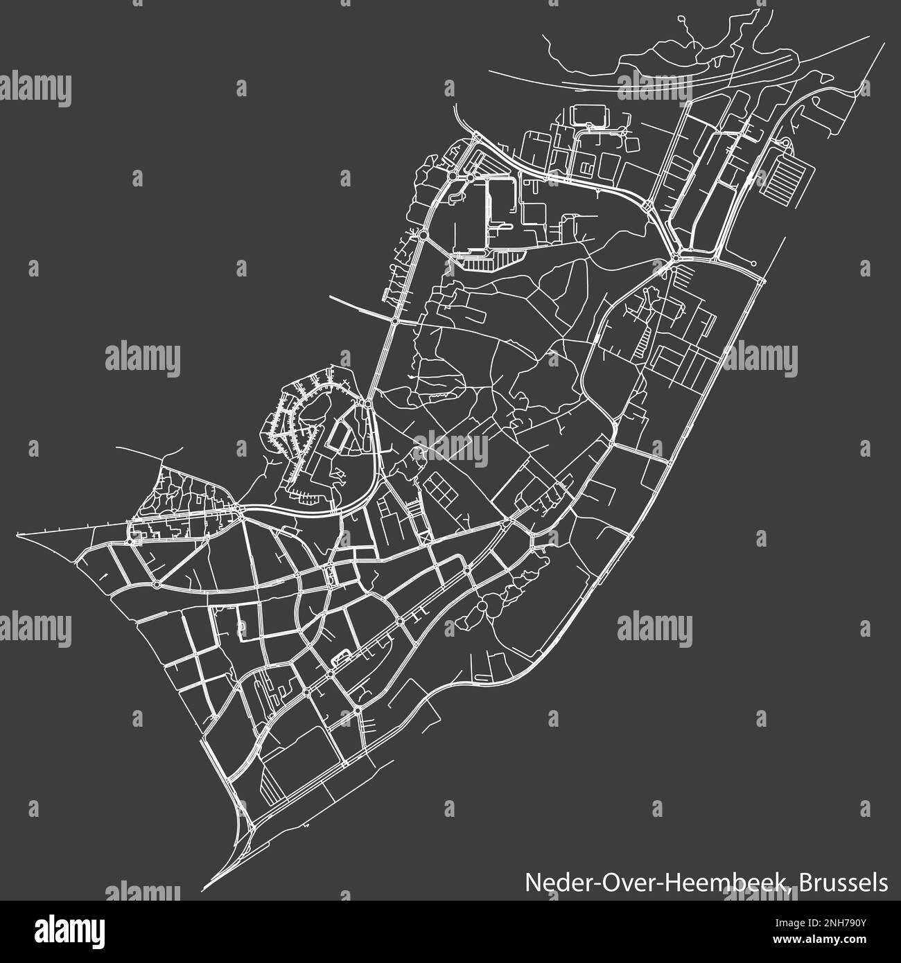 Street roads map of the NEDER-OVER-HEEMBEEK, BRUSSELS Stock Vector