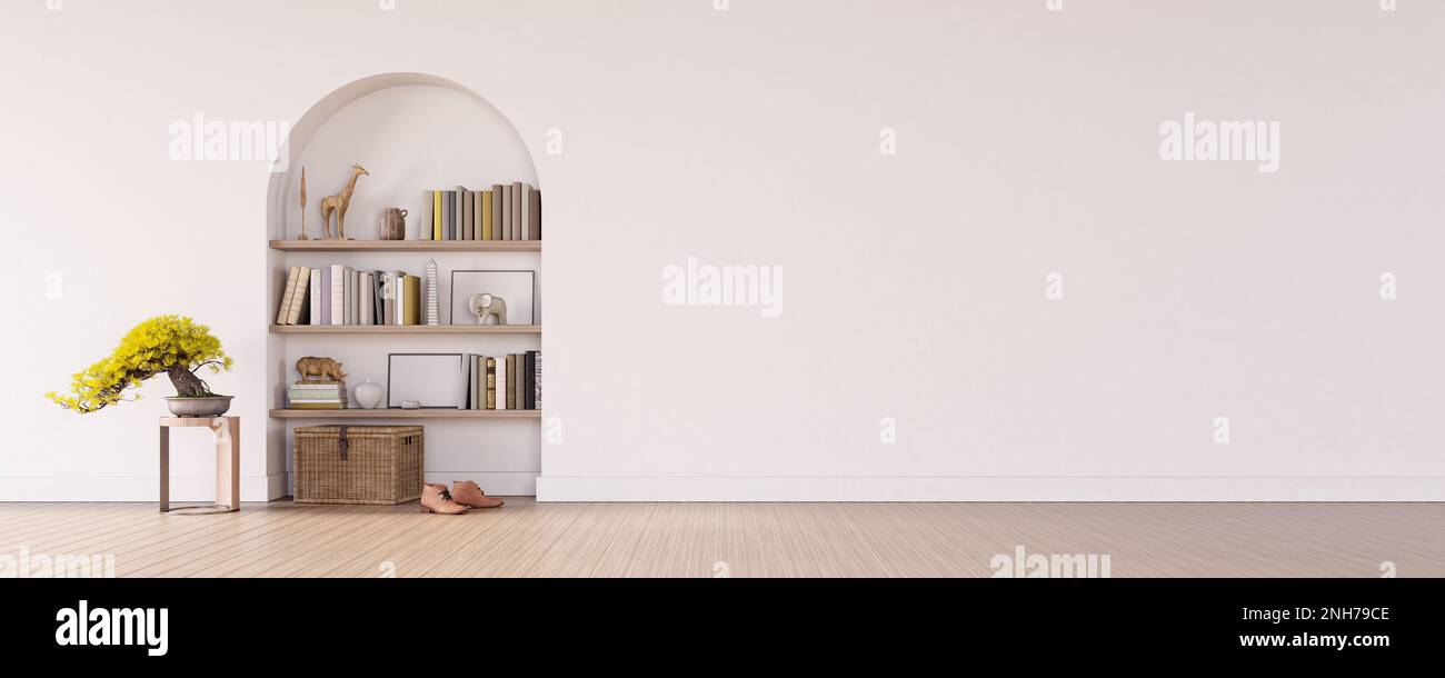 Empty living room bookshelf hi-res stock photography and images - Alamy