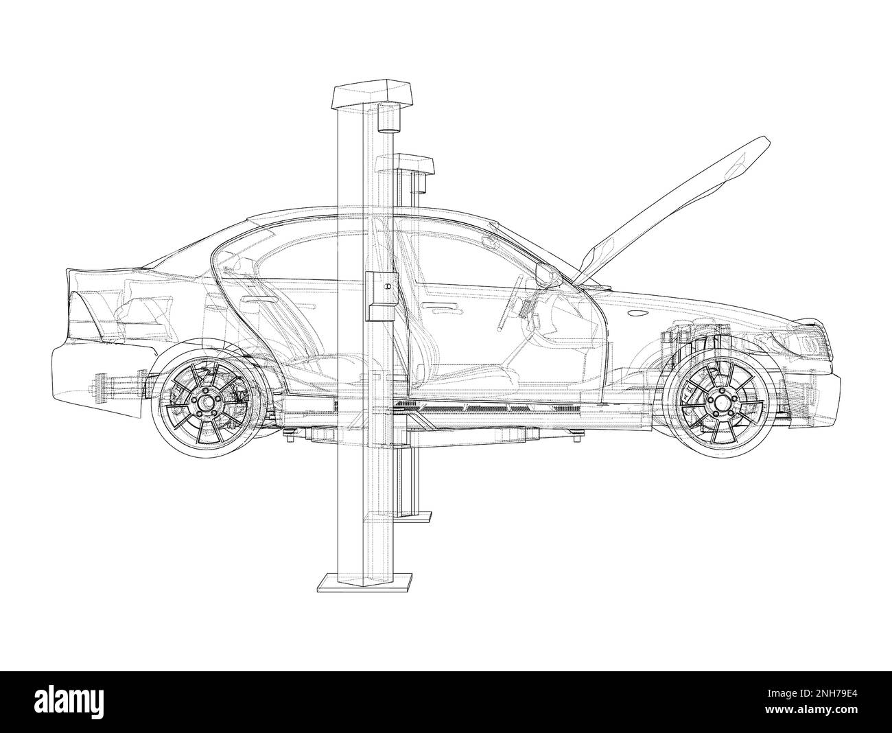 Car lift stand tower with car Stock Photo Alamy