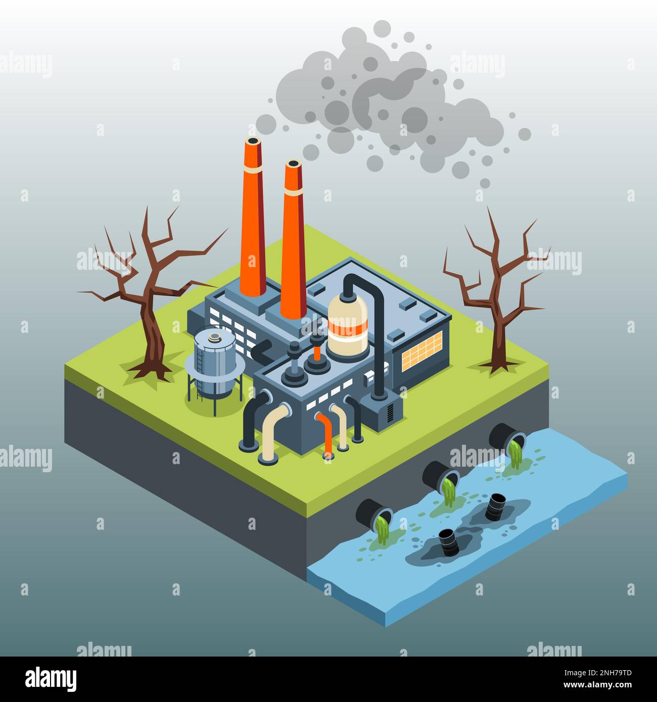 Isometric global environmental problems with plant polluting air and