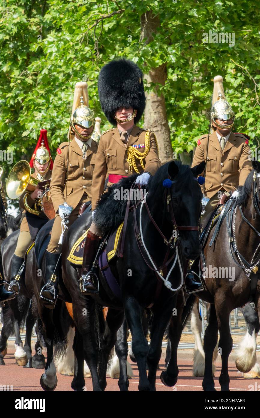 Royal horse guards during guards changing parade on the Mall in London