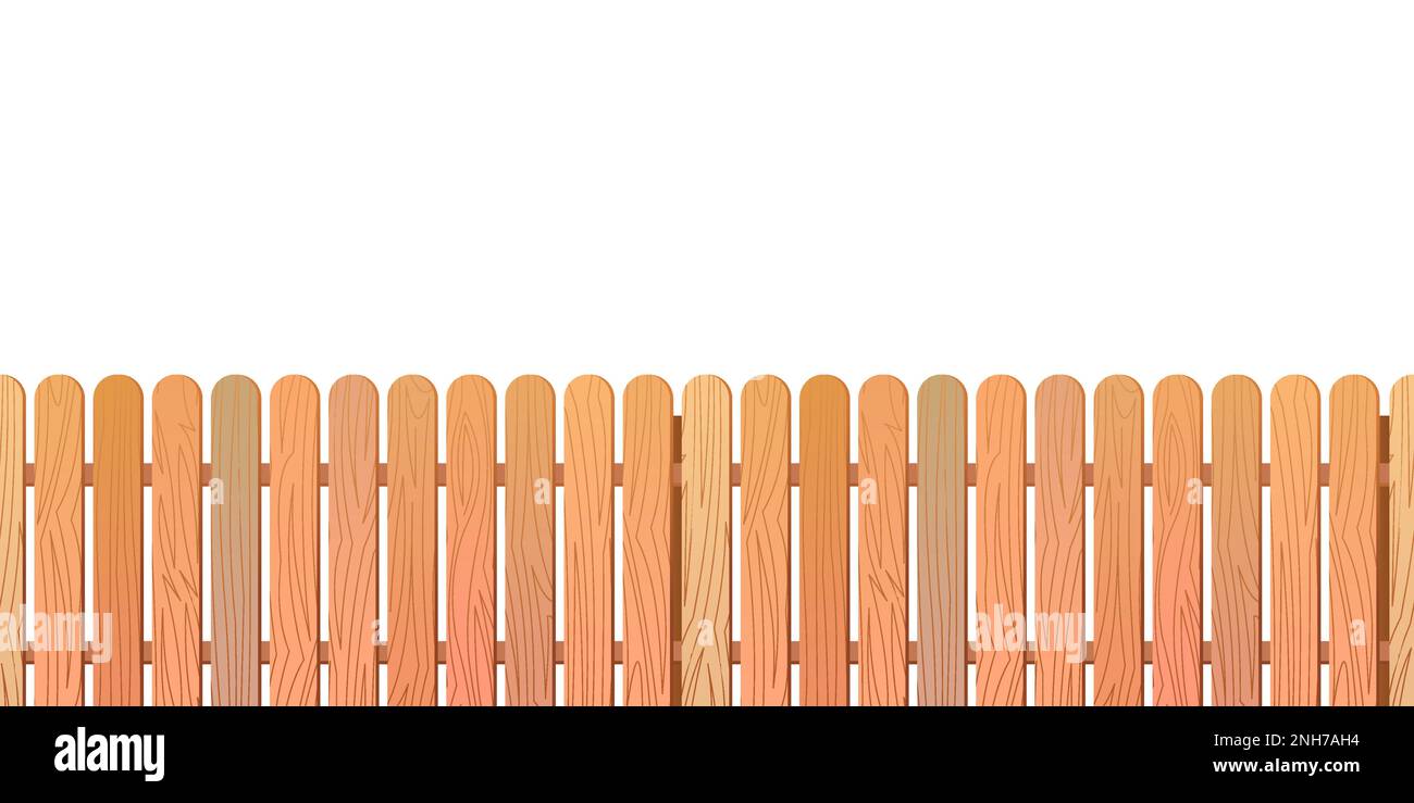 New unpainted wooden fence made of boards and picket fence. Horizontal