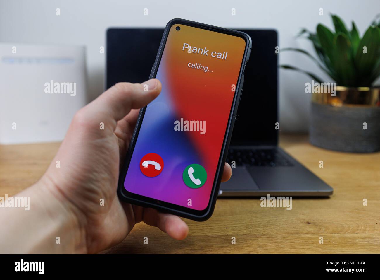 Phone call from prankster. Prank call Concept Stock Photo - Alamy