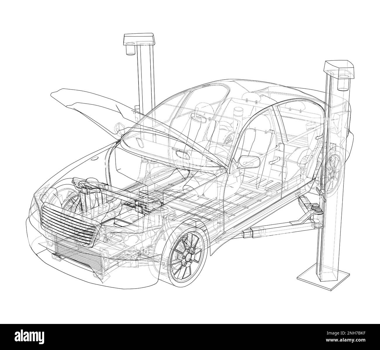 Car lift stand tower with car Stock Photo Alamy
