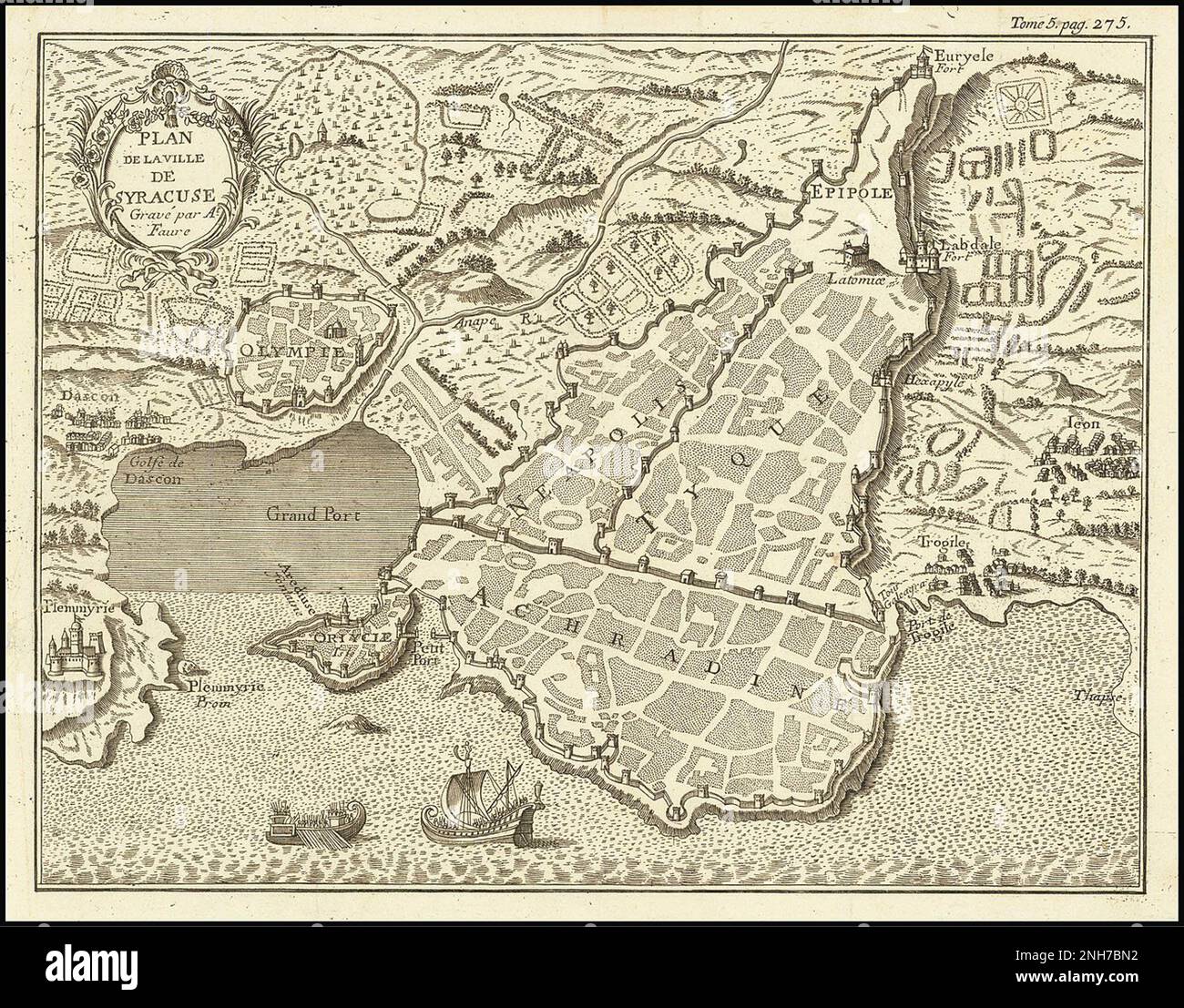 1750 map of Syracuse, Sicily Stock Photo Alamy