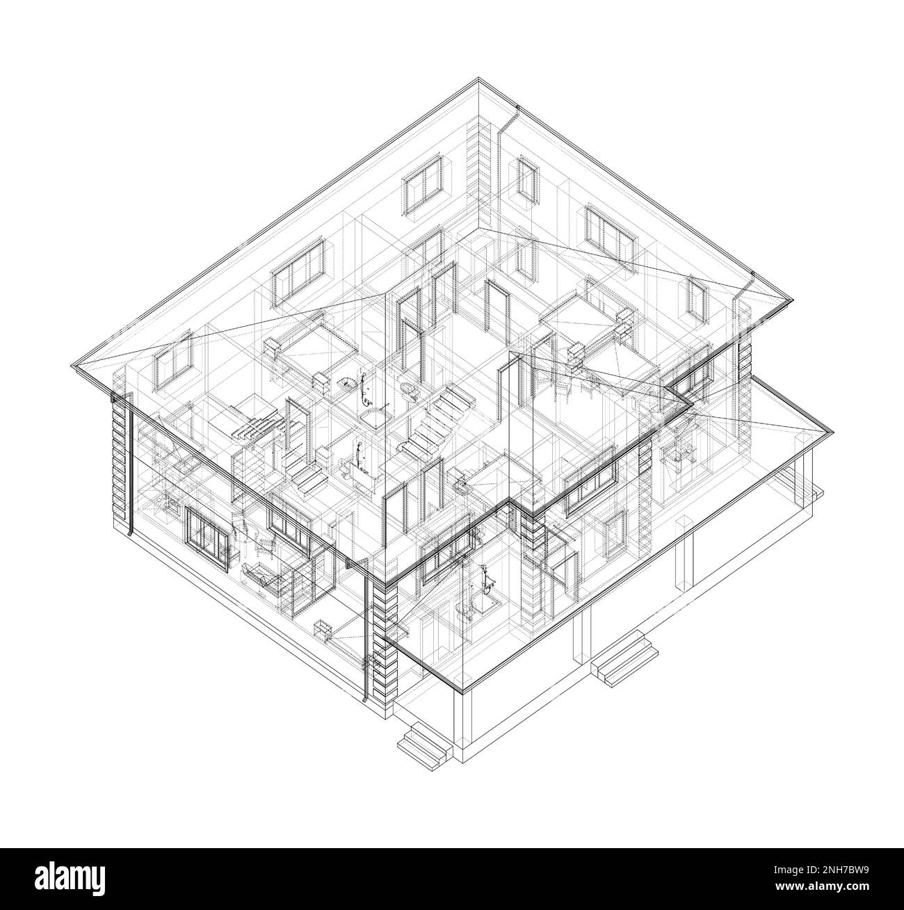 Residential building technical drawing Stock Photo - Alamy