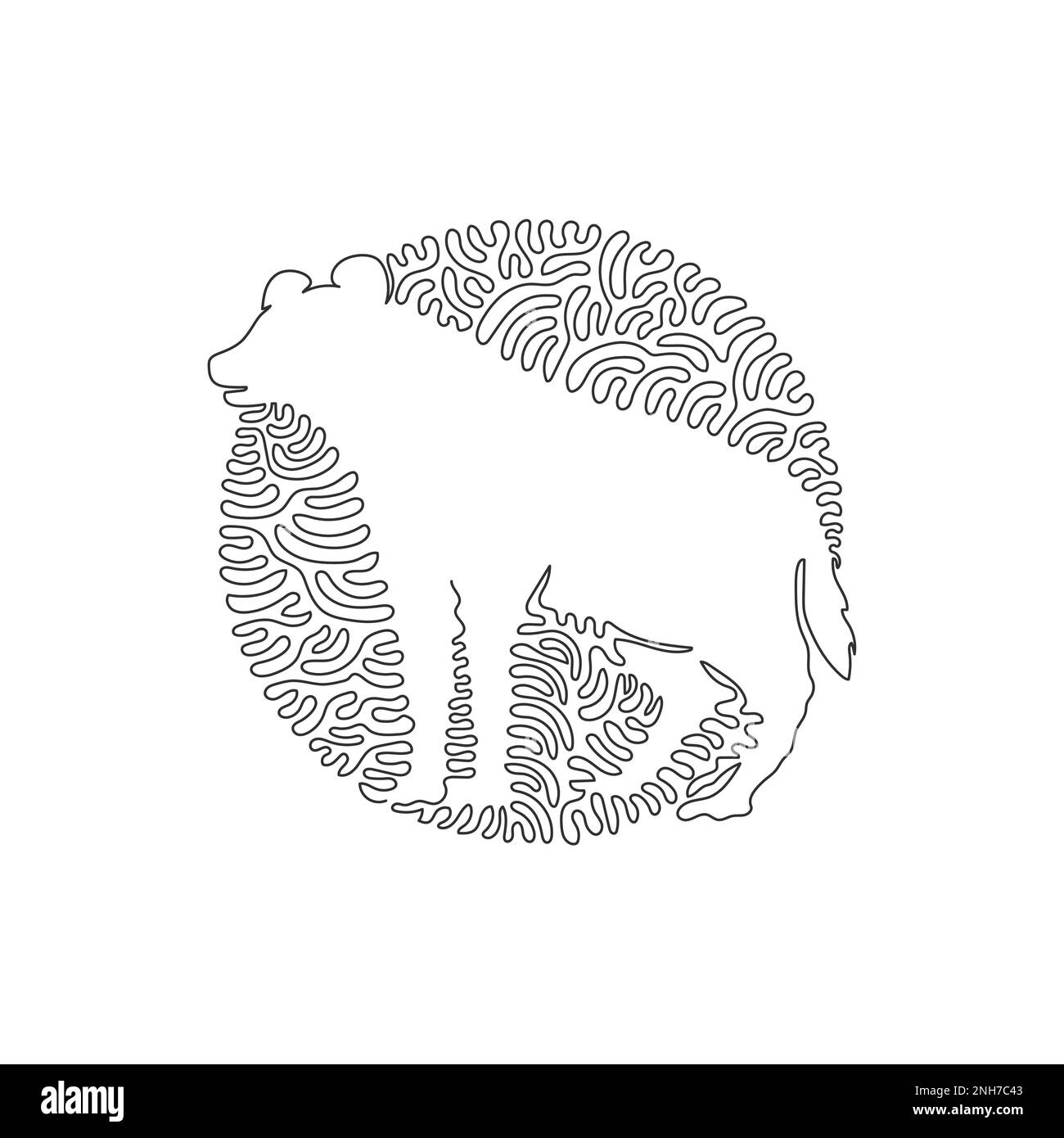 Continuous one curved line drawing of scary hyena abstract art in