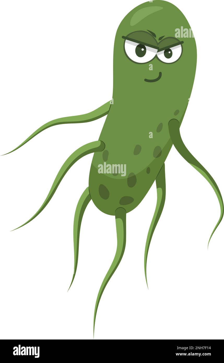 Vector illustration of a Salmonella bacteria in cartoon style isolated