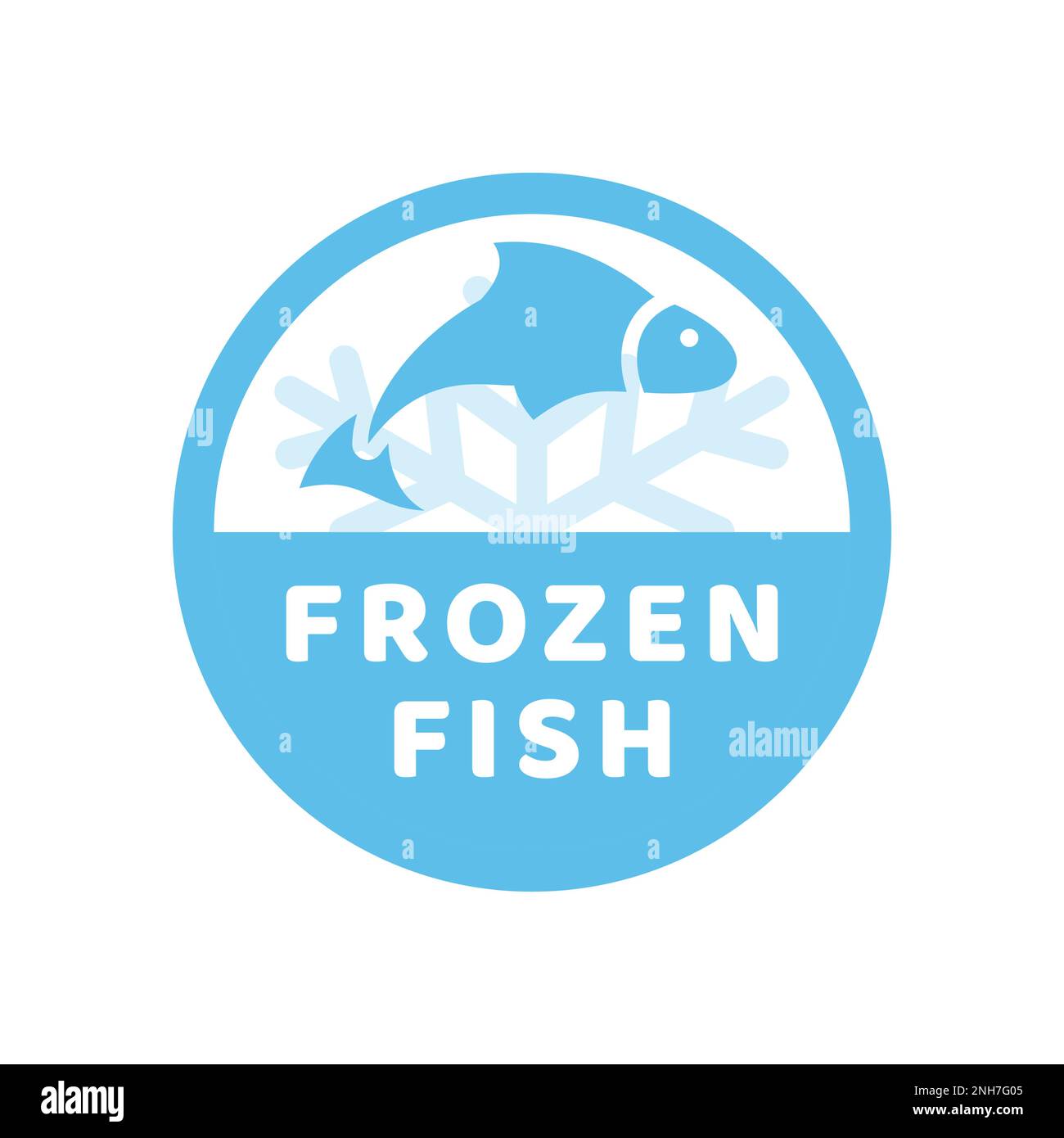 Frozen fish, product vector label. Blue sticker stamp Stock Vector ...