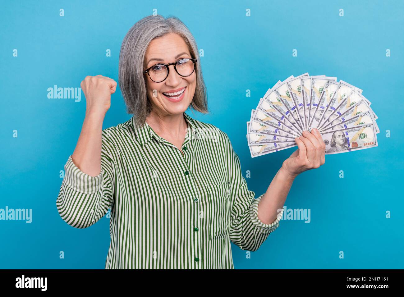 Mature woman fist up isolated hi-res stock photography and images - Alamy