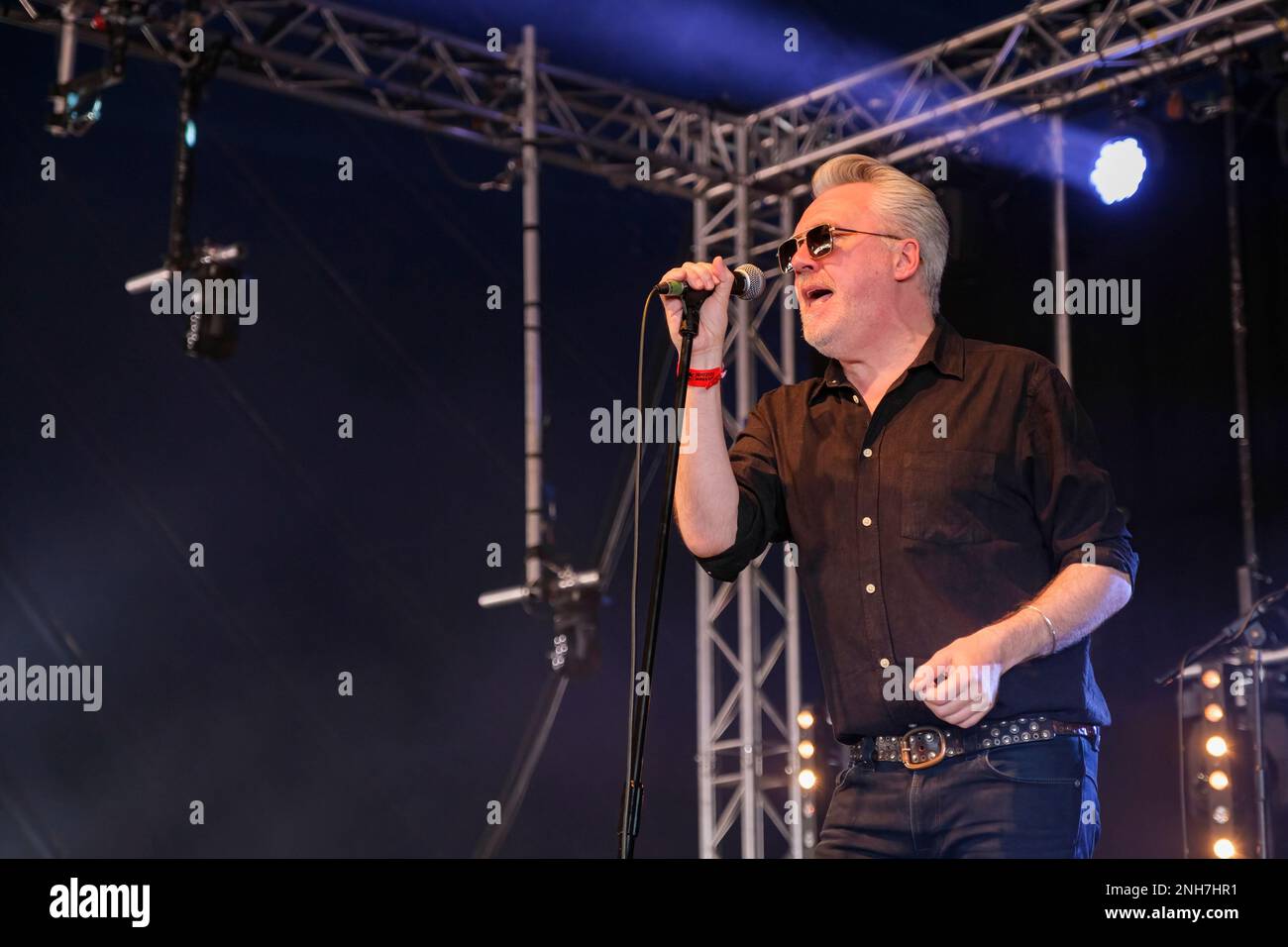Paul McLoone of The Undertones performing at the Wickham Festival, Hampshire, UK. August 06, 2022 Stock Photo