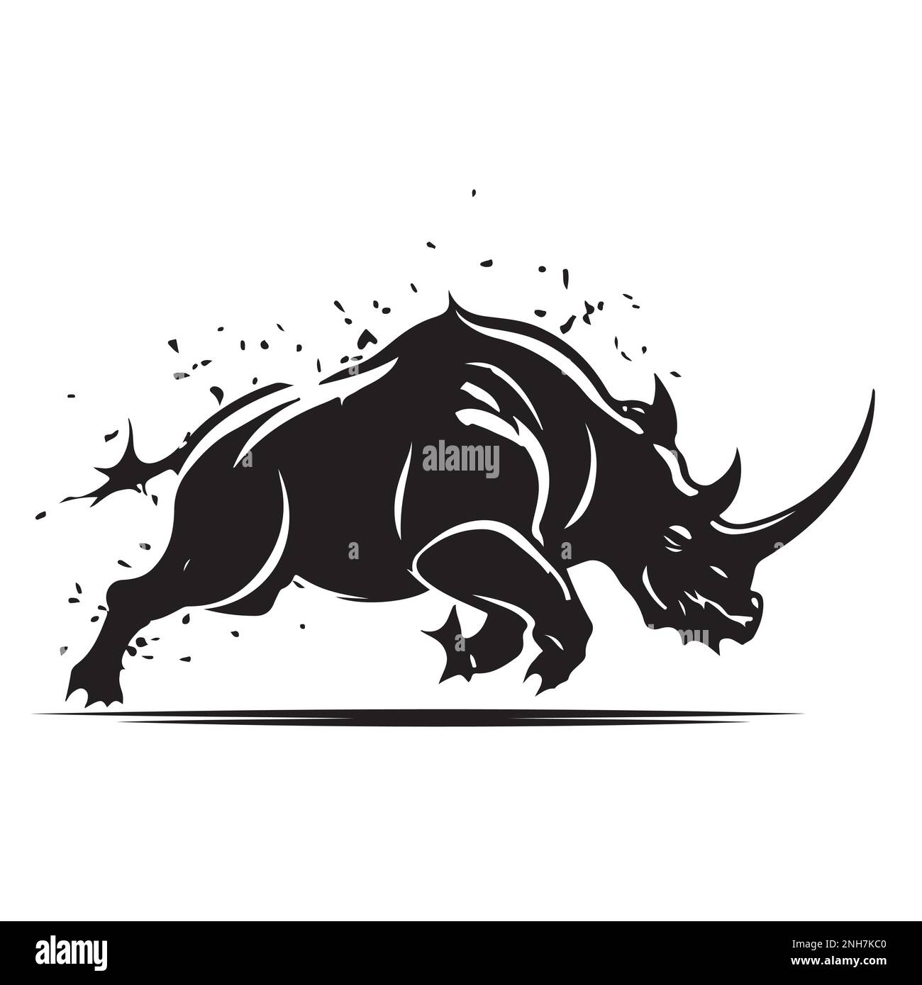 Rhino logo template. Endangered African Rhinoceros silhouette icon