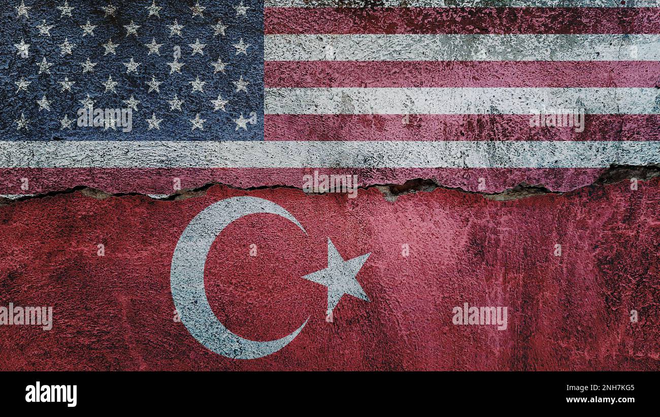 Political relationships. European, NATO and Turkish Flag divided  diagonally. Partnership and conflicts. 3D Render illustration Stock Photo -  Alamy