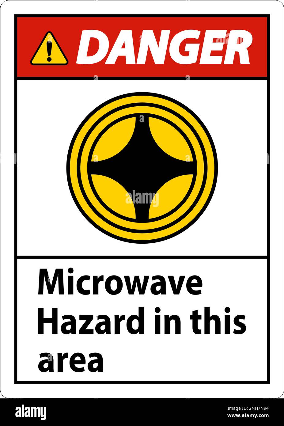 Danger Sign Microwave Hazard In This Area with Symbol Stock Vector