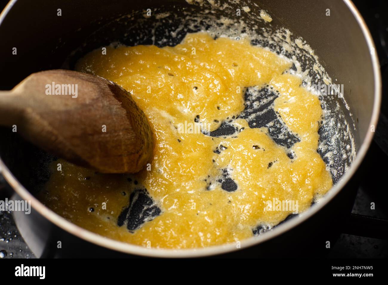 cooking sauce from butter and flour. Add flour to melted butter