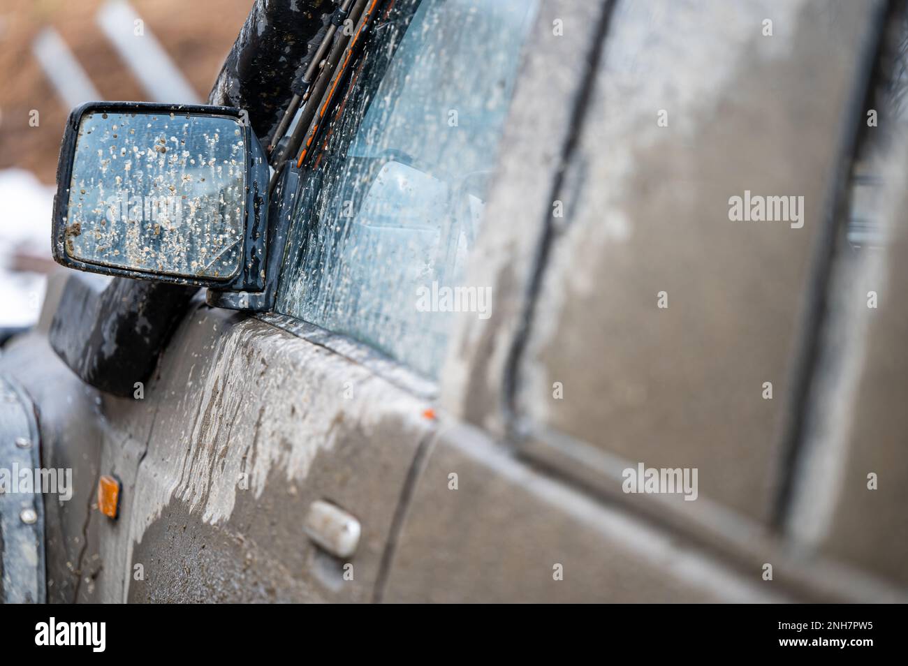 windshield dirty car splashed with mud close up Stock Photo - Alamy