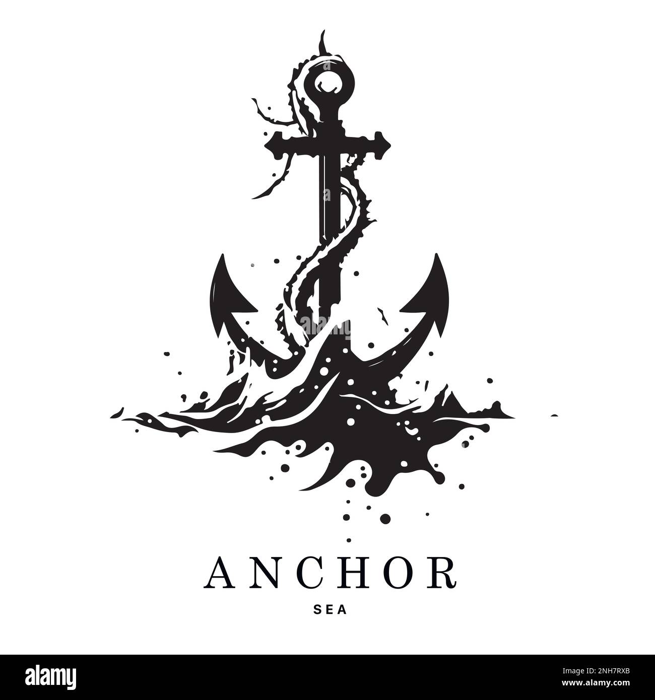 Marine emblems logo with anchor and rope, anchor logo - vector. Vector ...