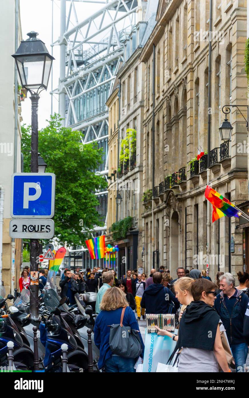 Paris, France, Crowd People, Walking, Old Buildings, Facades, Street Scene, French Real Estate
