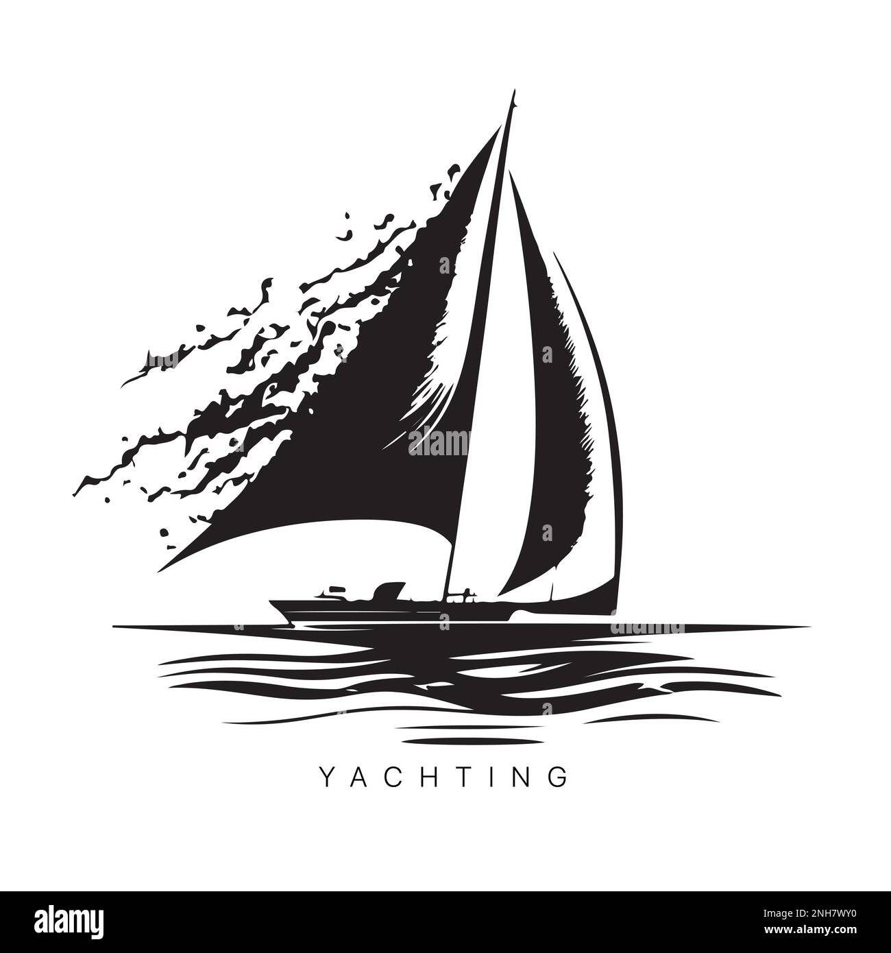 Vector logo of yacht with sail. Illustration of sail boat. Vector
