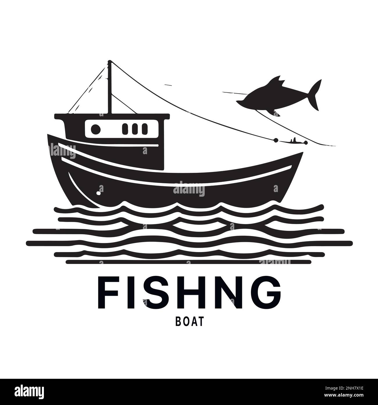 Fishing boat logo design image for Sea transportation and barge boat